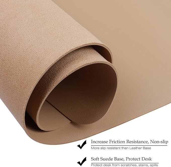 Boutilon Leather Desk Pad 47"x 24" Non-Slip Mouse Pad,Business Desk Pad,Extended Table Protector for Keyboard and Mouse,Desk Writing Pad for Office Home Working Decor (XXXL-Beige)