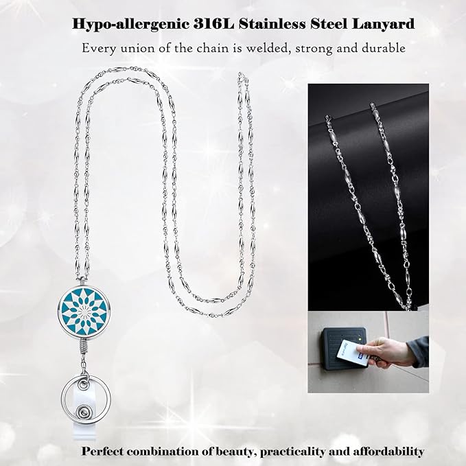 Retractable ID Badge Holder Lanyards for Women Cute Badge Reels Retractable Nurse Accessories for Work Jewelry Essential Oil Necklace Teacher Lanyard Employees Appreciation Gifts Sunflower