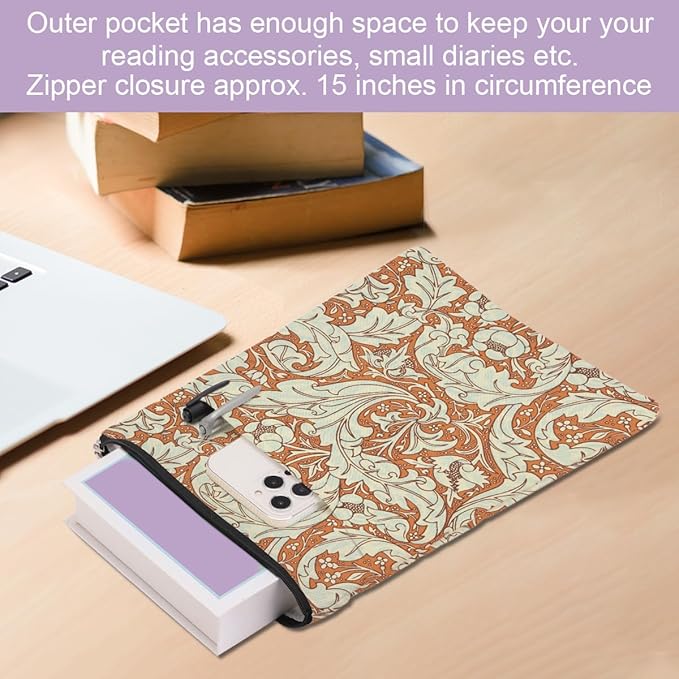 Retro Floral Book Sleeve Book Cover Classic Flower Book Protector with Zipper Christmas Birthday Book Club Gifts Book Accessories for Women Bestie Friends Librarian Girls Bookish Book Lovers Gifts