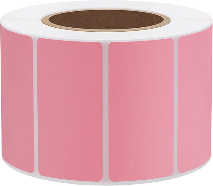 Hybsk 2.25x1.25 inch Color Direct Thermal Labels for Shipping, Barcodes, Address, Compatible with Rollo Label Printer & Zebra Desktop Printers(2.25"x1.25",Pink)