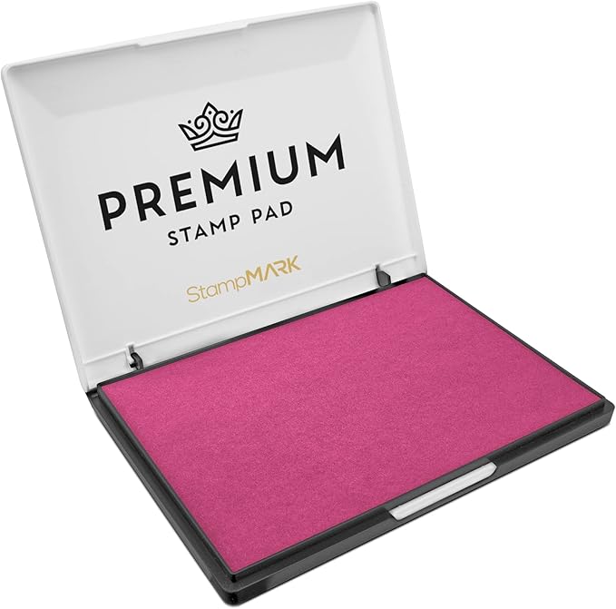 Premium Stamp Pad Extra Large Size 6" x 8" - for Traditional Rubber Stamps - Felt Pad Pink Color
