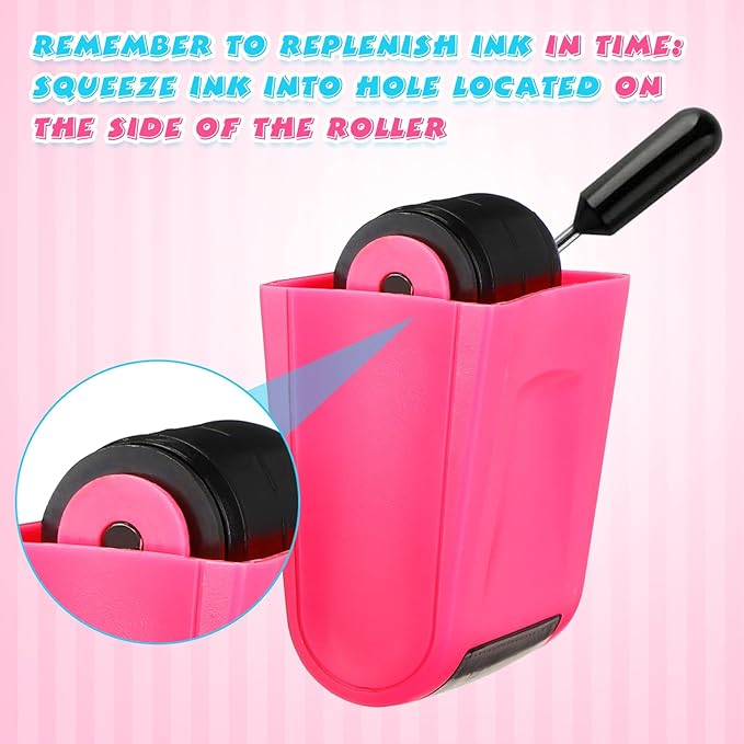 Sherr 2 Handwriting Line Stamp Roller Dashed Handwriting Lines Practice Roller Stamp for Kids, Teachers Kindergarten Education Classroom Back to School Need(2.72 x 2.44 x 1.65 Inch,Green, Pink)