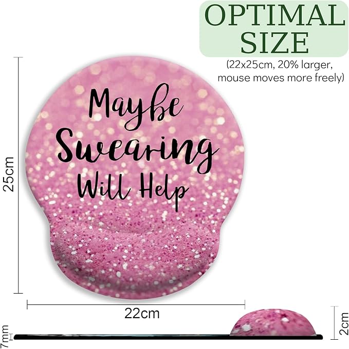 Cute Pink Ergonomic Mouse Pad with Wrist Rest, Gaming Mousepad Wrist Support with Non-Slip Pain Relief PU Base, Funny Computer Mouse Pads for Desk Work, Cute Office Desk Accessories Decor