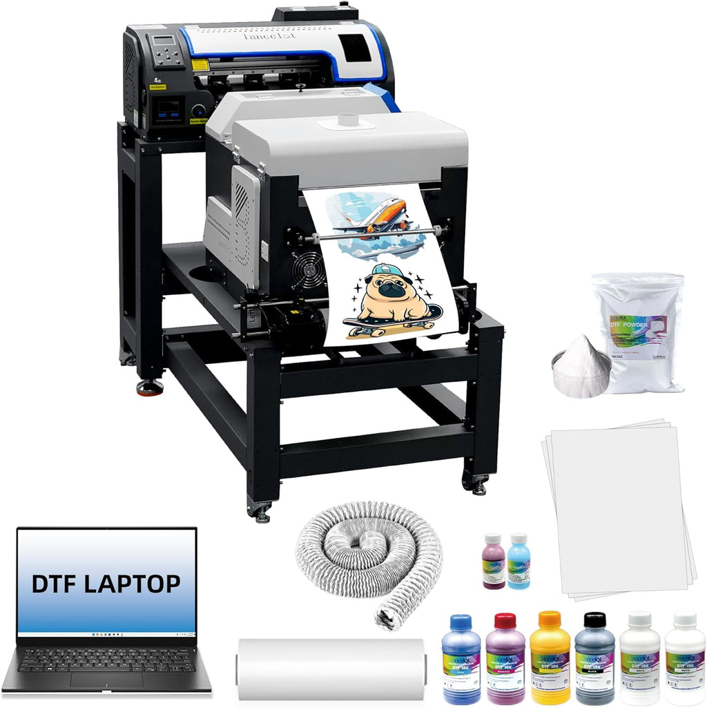 Lancelot M1630 Pro DTF Printer Bundle: Ultimate Automatic T-Shirt Printing Station w/Smart Maintenance, Mobile Workstation & Pro-Grade Equipment – Perfect for Startups & Small Businesses