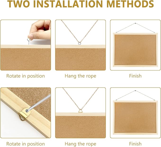 GDMINLO Cork Board Bulletin Board, 15.7"X 11.81" pin Boards for Walls, Oak Wood Finish Frame, Wall Mounted Cork Board for Office Home and School(Pins, Eye Bolts, gaskets, Screws)