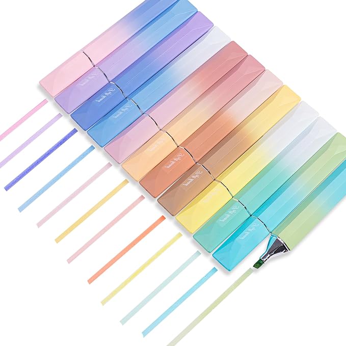 COLNK Pastel Highlighter Pen Set, 12 Counts of Highlighter Color Pens, Chisel Tip,Aesthetic highlighters Assorted Colors for Color Coding,Planner Journaling,No Bleed