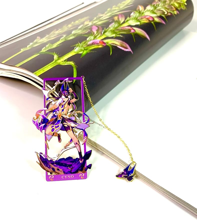 Genshin Impact Cyno Metal Bookmark - Anime Figure Merch with 3D Display Box - Birthday Gifts for Fans Friends Gamer Book Lovers