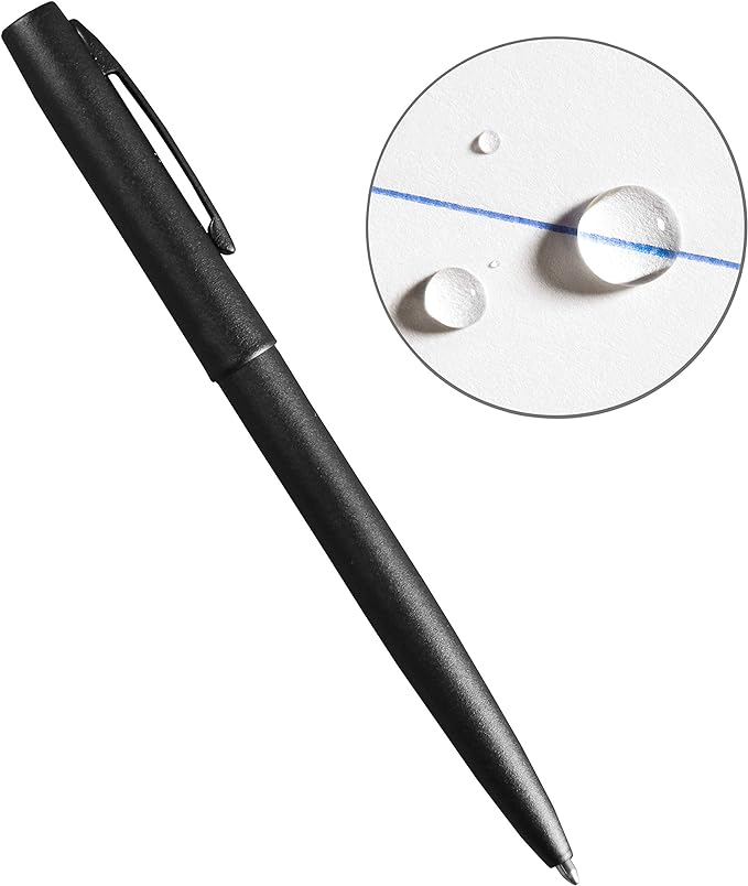 Rite in the Rain Weatherproof Black Metal Tactical Clicker Pen - Blue Ink (No. 97B)