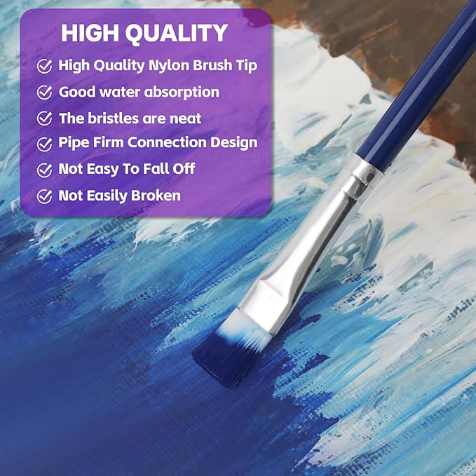 Paint Brushes Set, 20PCS Painting Brushes Different Types of Brushes for Acylic Paint, Watercolor, Oil, Paint Brushes Bulk for Nail, Face Art, Craft, Rock Painting and School Project