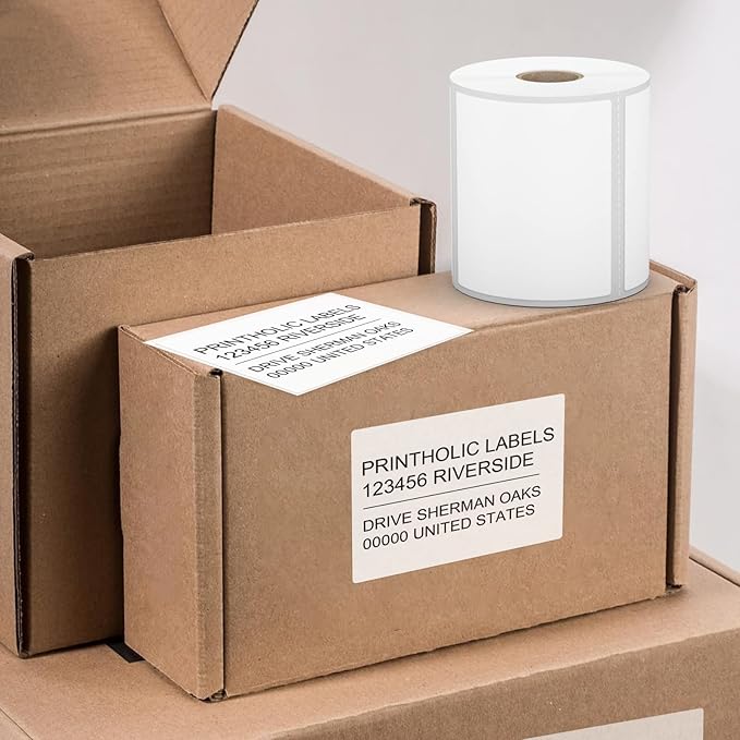 1 Roll 4" x 3" Direct Thermal Labels for Barcodes Postage Address Shipping Labels Compatible with Rollo & Zebra Desktop Printers Adhesive - 500 Labels/Roll