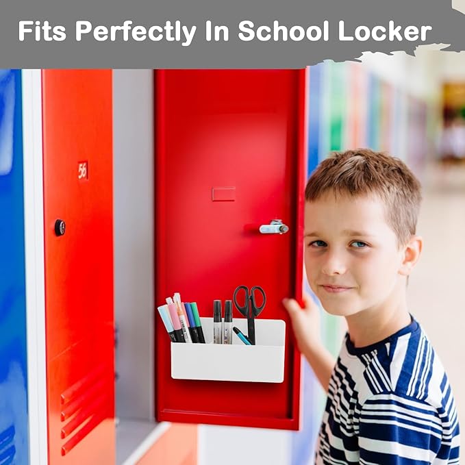 Magnetic Pen Holder,3 Compartments Magnetic Dry Erase Marker Holder,Extra Strong Magnet Storage Marker Pen Pencil Organizer for Refrigerator,Whiteboard,Locker Accessories(Long Style)