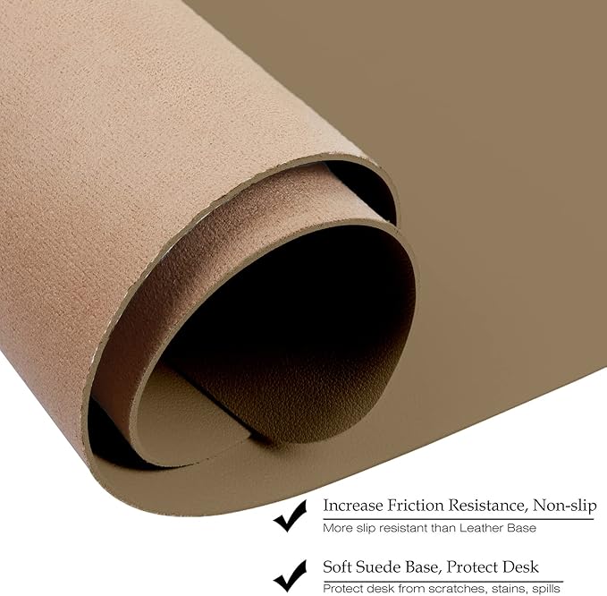 Boutilon Leather Desk Pad 35" x 17", Non-Slip, Waterproof PU Leather, Dark Apricot