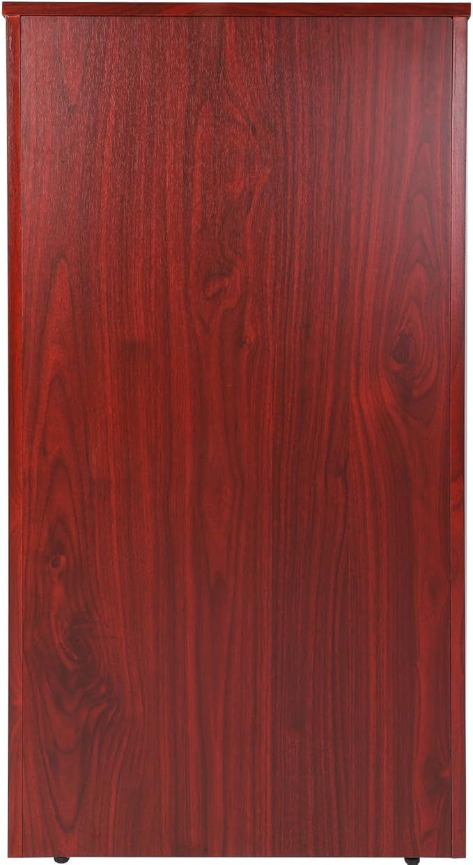 VEVOR Podium Stand, 47 inch Hostess Stand with 4 Rolling Wheels, Wood Podium with Storage Shelves and Slant Desktop, Lecterns & Podiums for Home, Office, School, Church, Brown