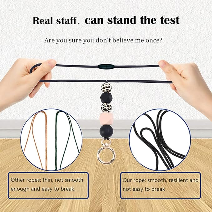 POPLOPP 3PCS Teacher Lanyards for ID Badges and Keys, Cute Silicone Beaded Lanyard for Women Nurse Employees Students