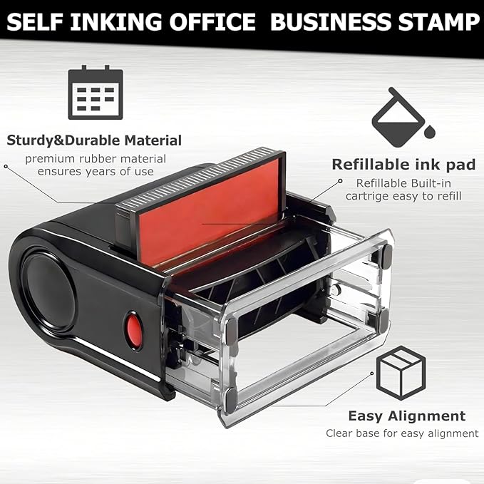 Paid Stamp Self Inking Rubber Business Stamp Office Stamp Self Inking Paid Stamp for Business Office Supplies- Red Ink