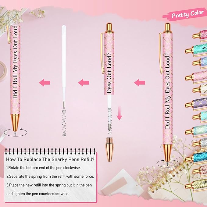 Snarky Funny Office Pens,12 Pcs Negative Sarcastic Hilarious Quotes Work Ballpoint Pens with Stylus Tip for Colleague Co-workers Gift Black Ink (Style 5, 12)