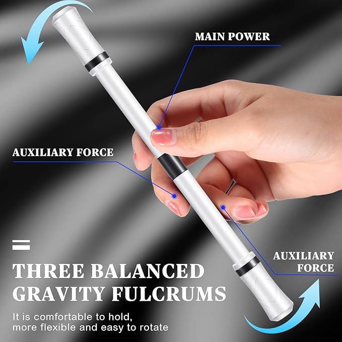 Outus 2 Pieces Spinning Pen Rolling Finger Rotating Gaming Trick Pen Mod with Tutorial No Refill Stress Releasing Brain Training Toys for Adults Office Supplies(White and Black)