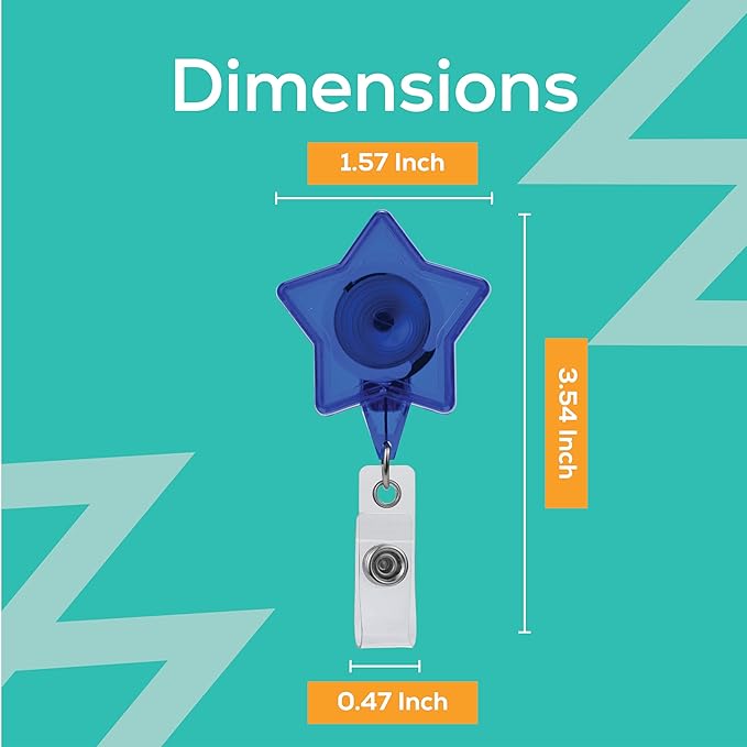 Will Well Badge Holders with Belt Clips for Securing onto Pockets and Purse Straps, with Retractable 27.5" UHMWPE Fiber Pull Cords, Strong Build with Fun Designs - 2-Pack, Star Shape