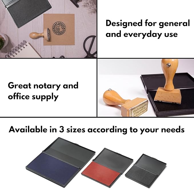 Ink Pad for Rubber Stamps, Stamp Pad for Clear Impression Stamping, Quality Felt Pad Black Ink, Red Ink, Blue Ink (Black, S (2 * 3.5))