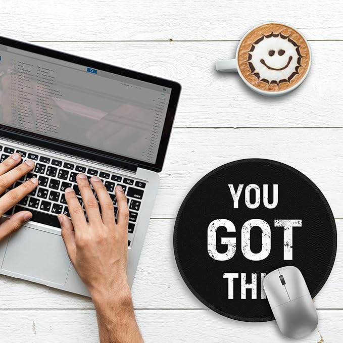 Gctriki Black Round Mouse Pad, Motivation Home Office Desk Black Decor for Men Women, Funny Computer Mouse Pads for Desk Laptop Gaming, Inspirational Office Gifts for Coworkers - You Got This