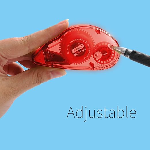 Glue Runner Permanent, Double Sided Adhesive Scrapbook Runner Tape Roller, 0.3-inch by 360-Inch, Permanent Adhesive Roller Applicator, 12 Pack - Red