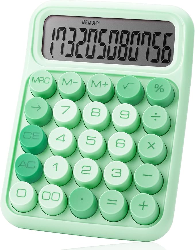 Mr. Pen- Mechanical Switch Calculator, 12 Digits, Large LCD Display, Green Calculator Big Buttons, Mechanical Calculator, Calculators Desktop Calculator, Cute Calculator, Aesthetic Calculator