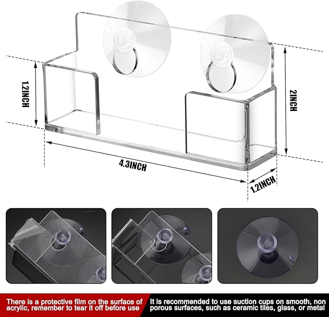 Window Mount Business Card Holder with Suction Cups Acrylic Single Pocket Organizer Clear Card Holder Acrylic Display Storage for Home Office(Simple)