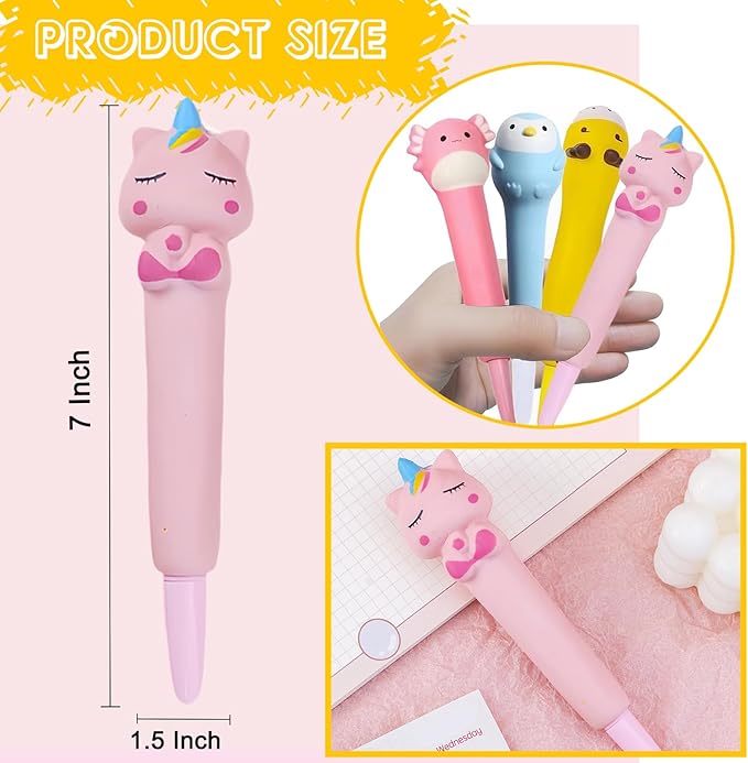 Easter Baskets Kawaii Squishy Pen 4 Pcs Cute & Fun Pens for Stationary & Cool Pens for Teenage Gifts for Tweens Back to School Supplies