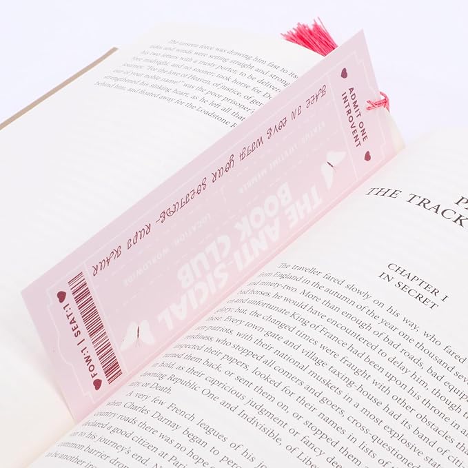 Jnglr 2PCS Book Clubs Bookmark Laminated Bookmarks with Tassel Set, Book Marks for Women Book Accessories Reading Lovers Bookmark for Readers Pink Bookmarks