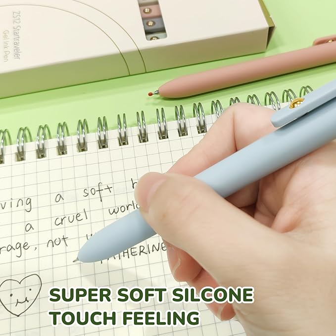 UIXJODO Gel Pens, 6 Pcs Black Ink Pens for Women, 0.5mm Fine Point Smooth Writing Pens, High-End Series Retractable Pens for Journaling Note Taking (6 Pcs Gold Morandi)