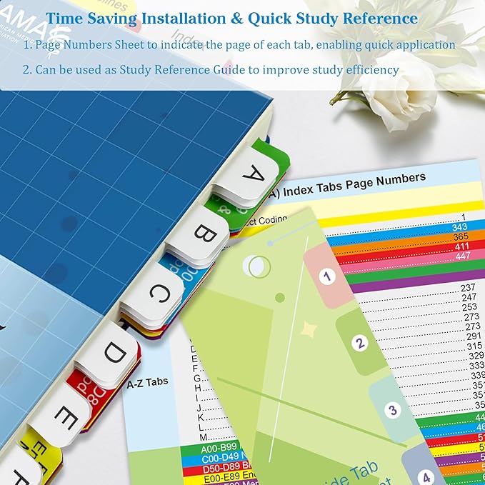 Index Tabs for ICD-10-CM 2025 The Complete Official Codebook-AMA Version, Complete Book Tabs Set to Index All Important Parts, Laminated Durable with Blank Tabs & Page Numbers (Book Not Included)
