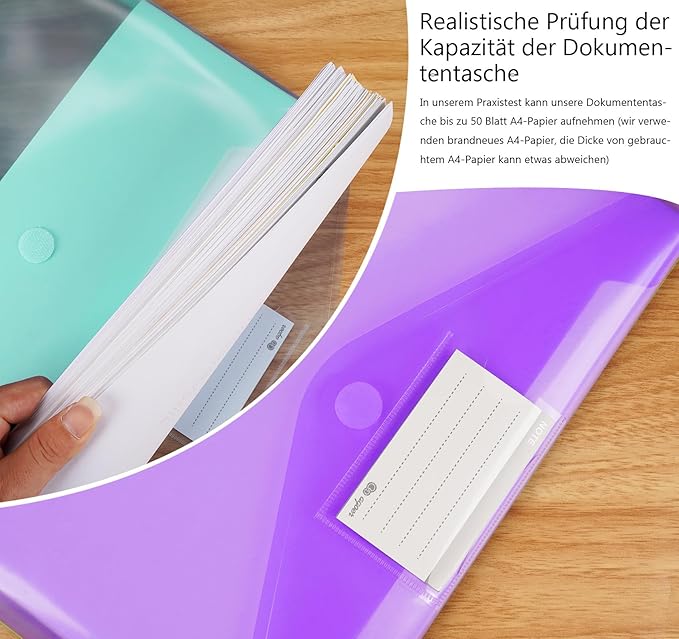 A4 Binder Pockets,32 Pack File Envelopes for 2/3/4 Ring Binder,8 Colors Binder Folders with Hook and Loop Closure and Label,Plastic Envelopes Binder Folders with 11 Holes for School Office Home