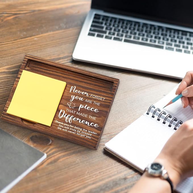 Appreciation Gifts for Leaders, Thank You Gifts for Coworkers, Recognition Going Away Farewell Gifts for Boss Employee, Never Forget You are The Piece Desk Self-Stick Note Pad Holders TZP11