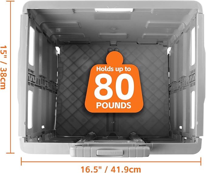 MaxWorks 50876 Collapsible Gray Rolling Folding Dolly Grocery Cart - Multi-Functional Teacher Dolly with Extra Storage, Durable Wheels, and Easy-to-Fold Design for Classroom, Office, Shopping