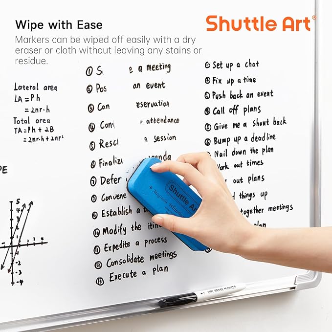 Shuttle Art Dry Erase Markers, 32 Pack Black Whiteboard Markers,Fine Tip Dry Erase Markers for Kids,Perfect for Writing on Whiteboards, Dry-Erase Boards,Mirror,Calender,School Office Supplies
