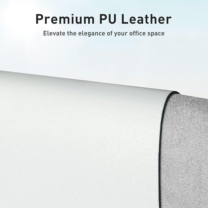Aothia Leather Desk Pad Protector, Office Desk Mat, Large Mouse Pad, Non-Slip PU Leather Desk Blotter, Laptop Desk Pad, Waterproof Desk Writing Pad for Office and Home (48"x17", Barely Grey)