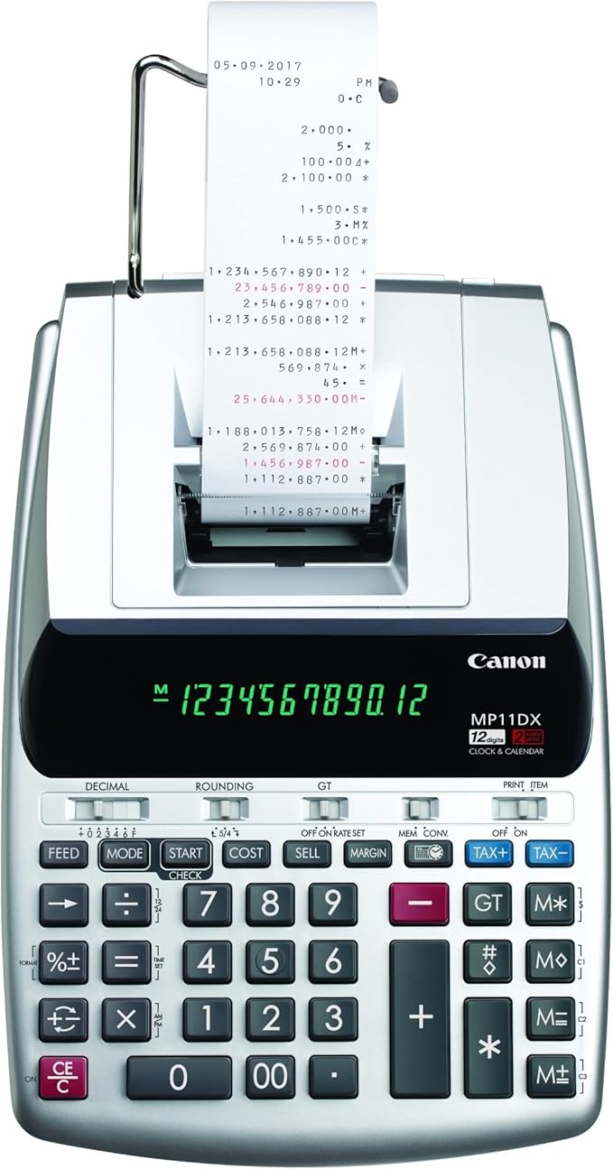 Canon Office Products 2198C001 Canon MP11DX-2 Desktop Printing Calculator with Currency Conversion, Clock and Calendar