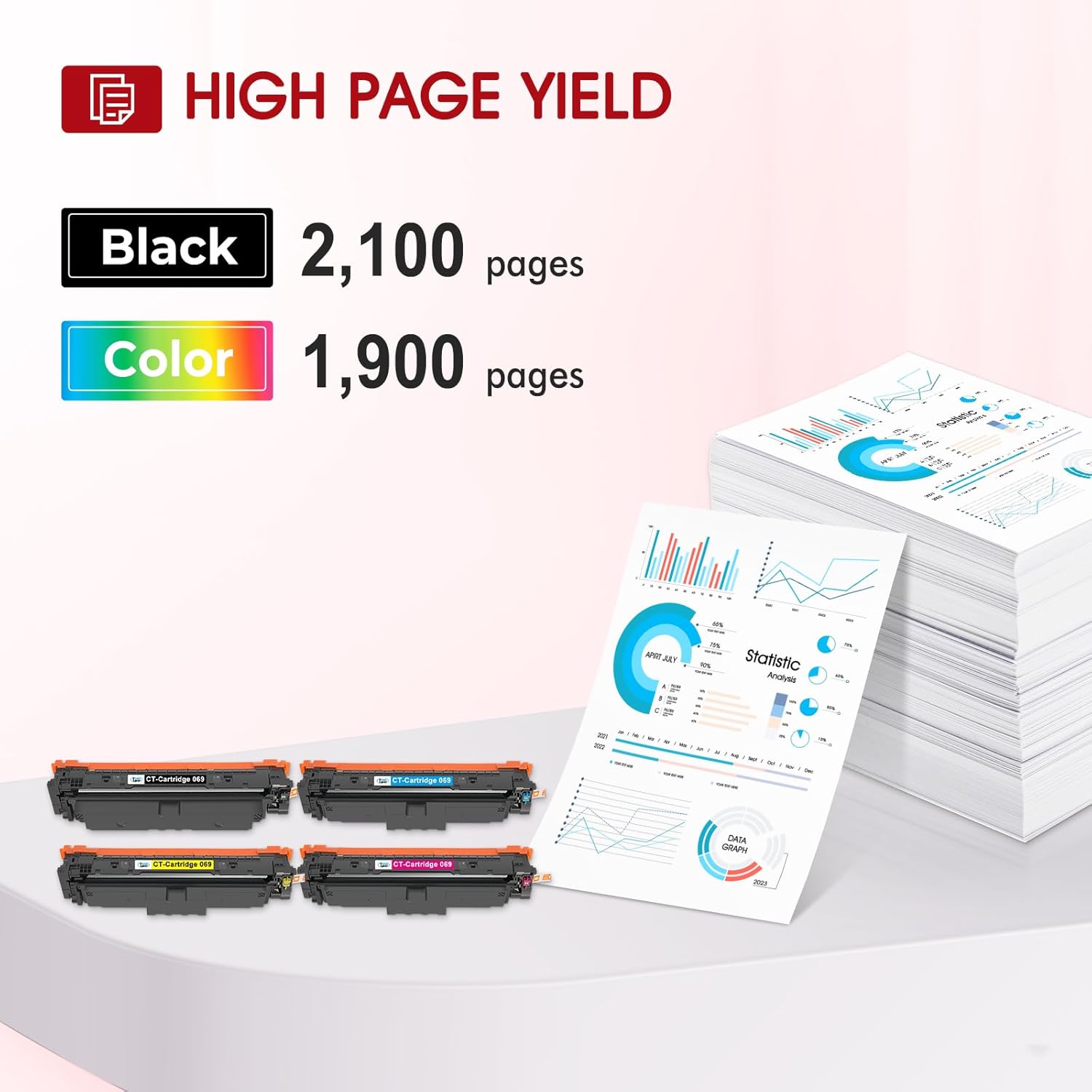 069 Toner Cartridge Set 069H MF753Cdw Compatible Replacement for Canon 069 Toner Cartridge Set for Canon imageCLASS MF 753Cdw MF751Cdw MF752Cdw LBP674Cdw LBP674Cx LBP673Cdw (B/C/Y/M, 4 Pack)