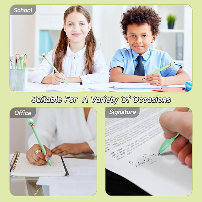 Teacher Pens, 6 Pcs Green Pens Cool Pens Ballpoint Pens Bulk, 1.0mm Medium Point Black Ink Pens Diamond Pens with Crystal, Office and School Supplies Nice Pens Gifts for Women (Green)