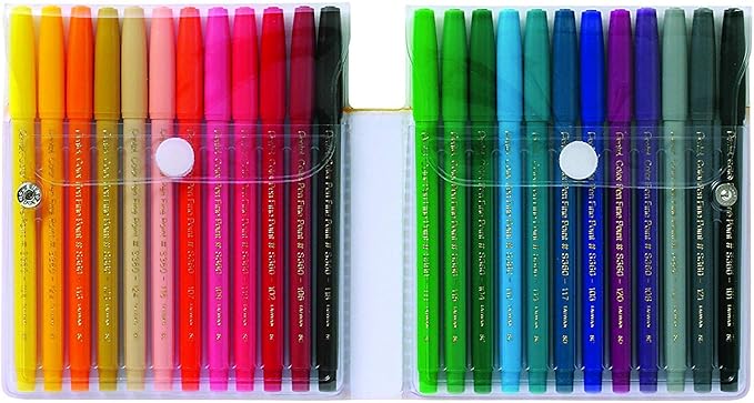 Pentel Color Marker Set, Fine Fiber Tip, Assorted Colors, Set of 24