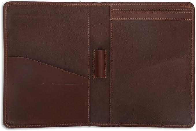 Leather Junior Padfolio for Men Women Business Portfolio Folder Compact 5 x 8 Legal Pad Organizer with Pen Loop Professional Resume Interview Document Holder Padfolio (Tan)