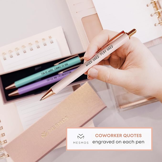 MESMOS 3pk Fancy Pen Set, Thank You Coworker Christmas Gifts for Women, Appreciation Christmas Gifts for Coworkers Female, Work Besties Gifts for Women, Farewell Birthday Gifts for Coworkers