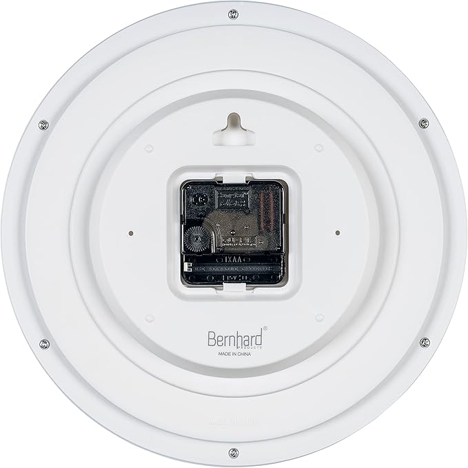 Bernhard Products White Wall Clock Silent Non Ticking 10 Inch Quality Quartz Battery Operated Round Easy to Read Home/Kitchen/Office/Classroom/School Clocks