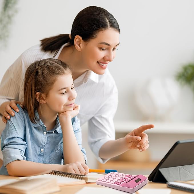 Pink Calculator, Standard Calculator,Basic Office Calculator with 12 Digit LCD Display,Pink Office Supplies,Cute Calculator for Office, Home, School,Shop