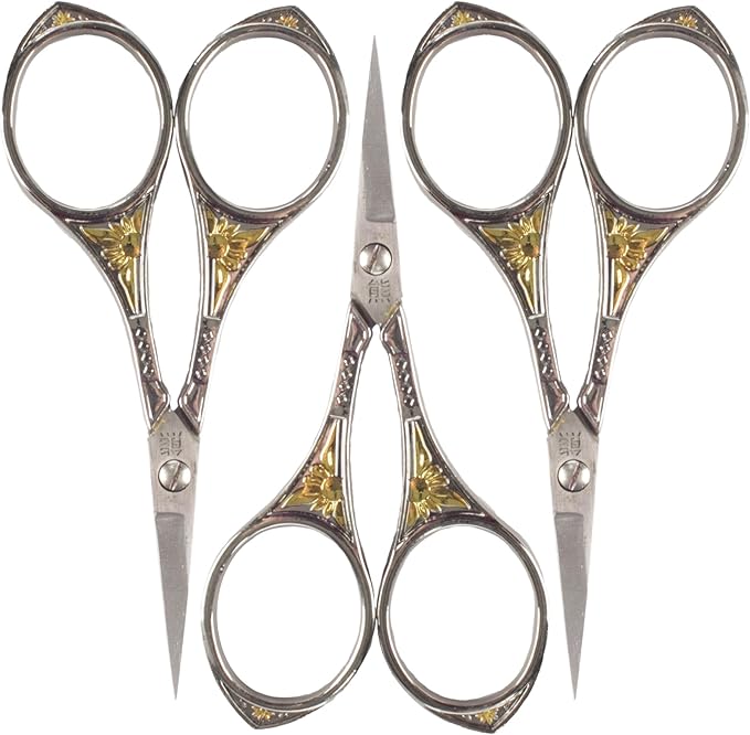 JubileeYarn Sun Motif Embroidery Craft Scissors - Silver - 3 Scissors