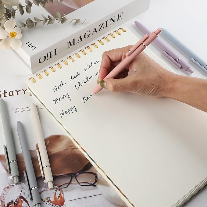 FIOVER Gel Pens - 6Pcs 0.5mm Fine Point Smooth Writing, Black Gel Ink Pens for Journaling Note Taking, Cute Aesthetic Office School Supplies Gifts for Women(6pcs Morandi)