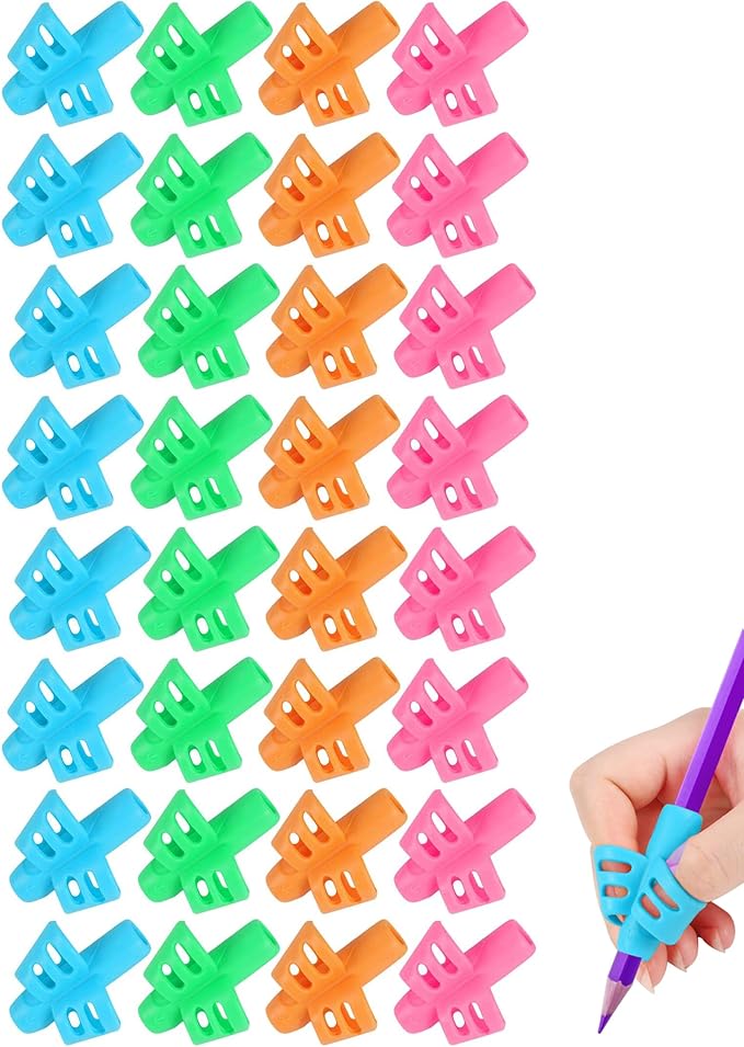 SANNIX 32 Pack Pencil Kids Grips for Kids Handwriting, Pencil Holder for Kids, Handwriting Grip, Ergonomic Training Pencil Pen Grips, Writing Tool for Toddlers Preschoolers, Children