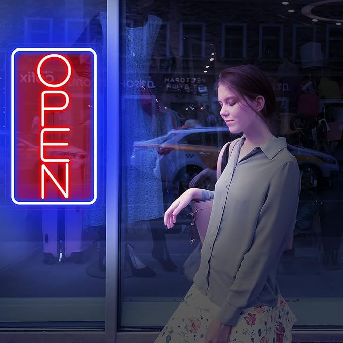 Open Signs for Business Ultra Bright 16 Inch Plug In Electric Light Up Open Sign with ON/OFF Switch for Business Storefront Window Glass Door Shop Store Florists Bar Salon Cafes Pub