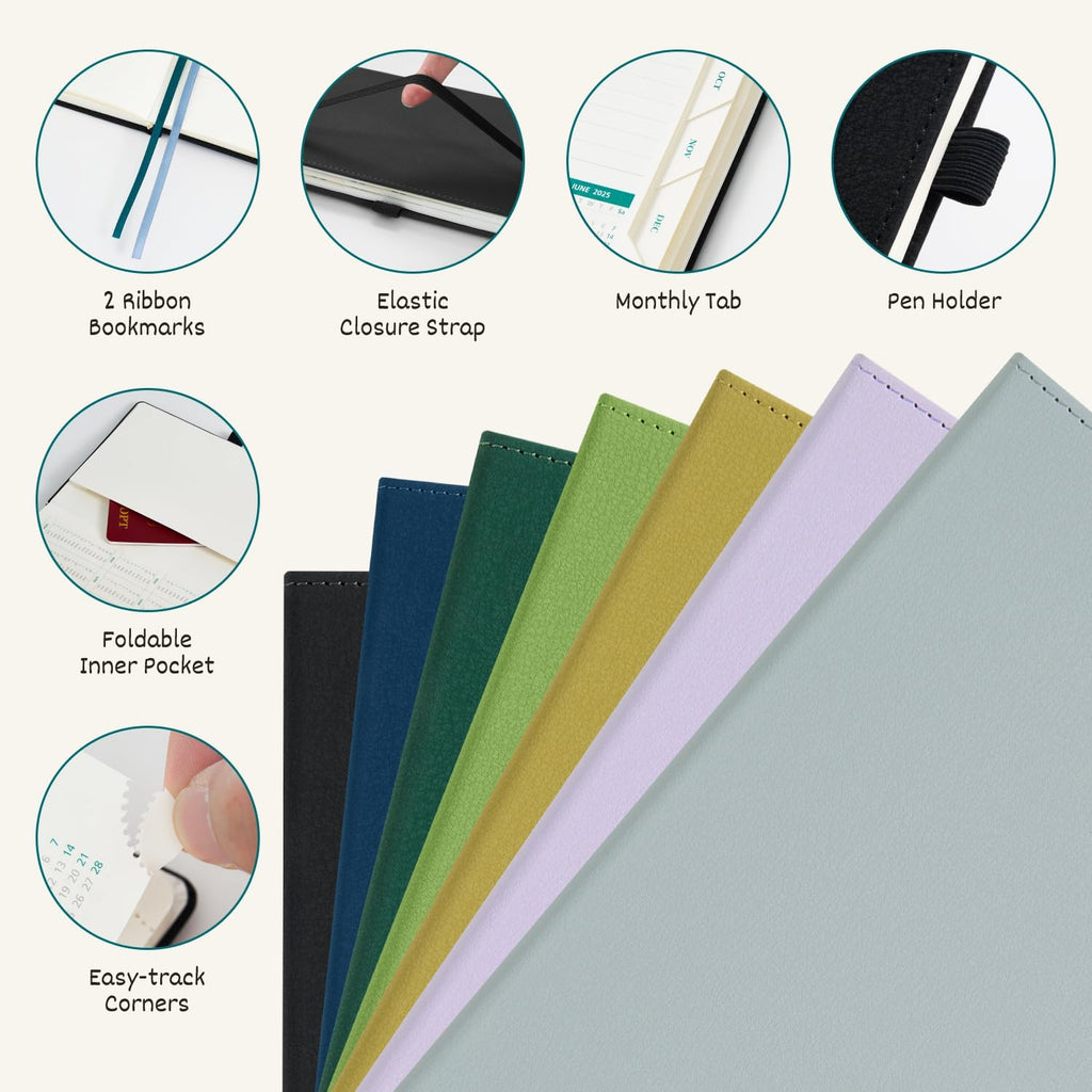 BEZEND Weekly Planner 2025-2026 with 2 Columns, 8.5" x 11" Academic Calendar 18 Months (Jul 25-Dec 26) Life Work Appointment Book with Monthly Tab, PU Leather Hardcover - Evergreen