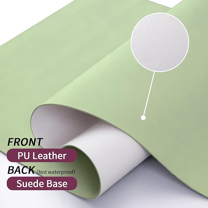 Bloss Leather Desk Mat and Keyboard Wrist Rest, Large Mouse Pad + Keyboard Pad+Mouse Wrist Support, Non-Slip Desk Mat Protector for Office, Home(31.5×15.7 Inches, Green)